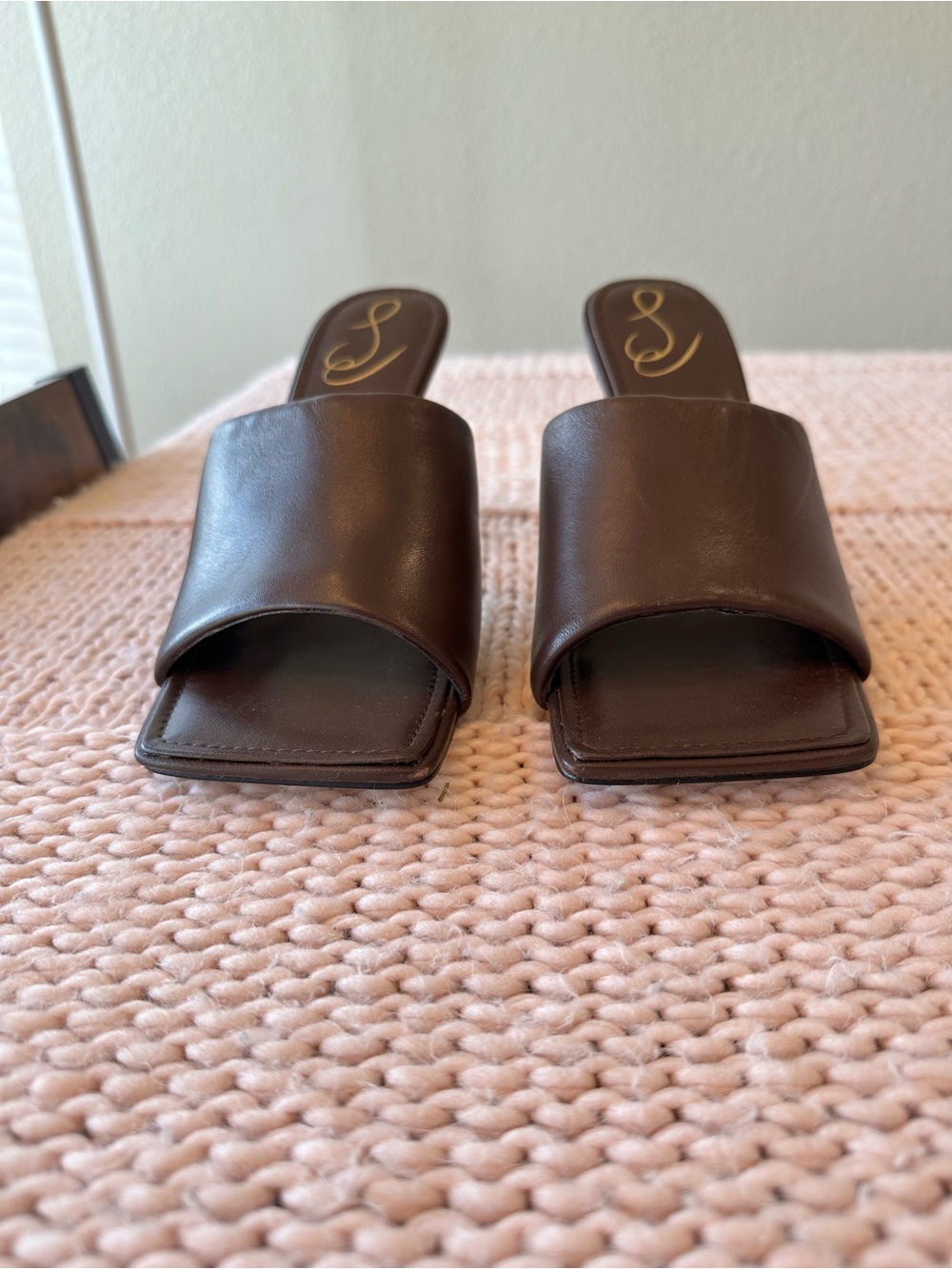 Sam Edelman Carmen heeled mule sandal dark brown / almond leather size 9 NWOB - Picture 3 of 7